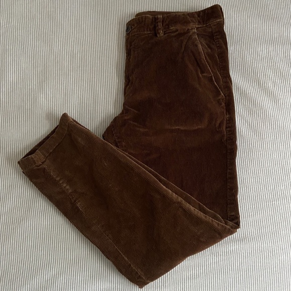 Brown tapered cropped corduroy pants - Picture 3 of 4